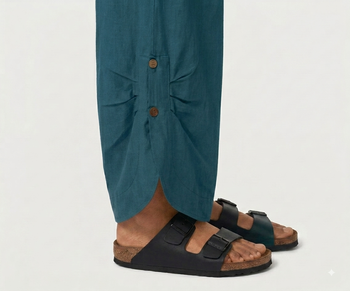 Teal Overalls with Gathered Back