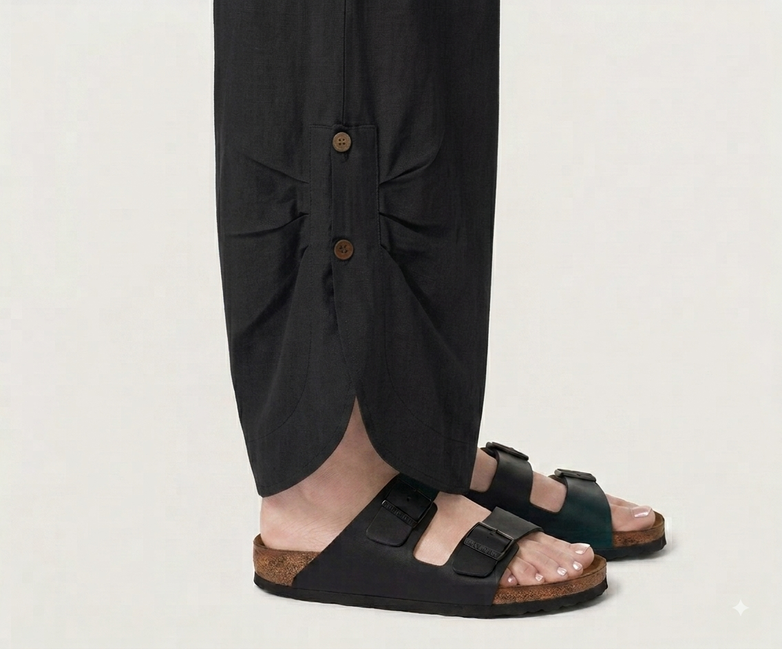 Black Overalls with Gathered Back