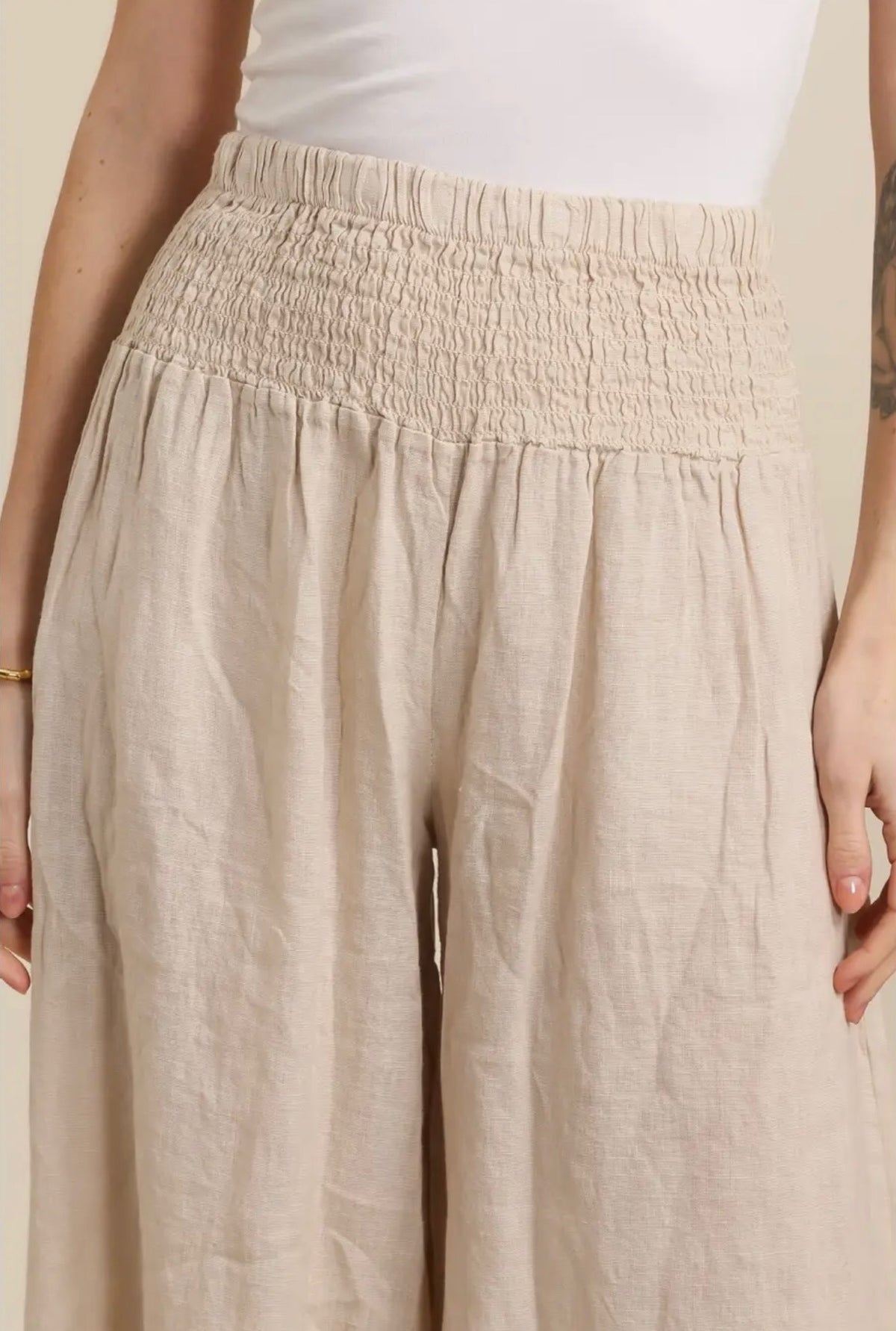 100% Linen Wide Leg Trousers