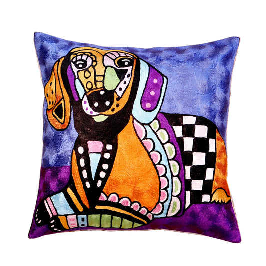 Whimsical Basset Hound Pillow Cover
