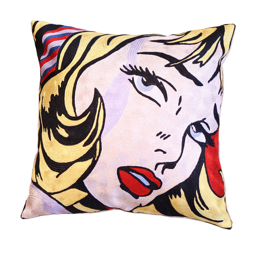 Pop Art Girl Pillow Cover