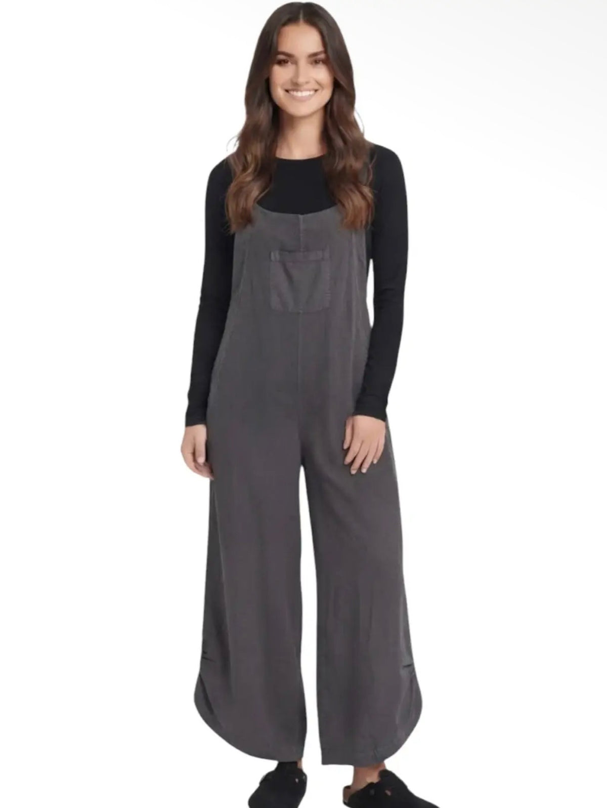 Dark Grey Overalls with Gathered Back