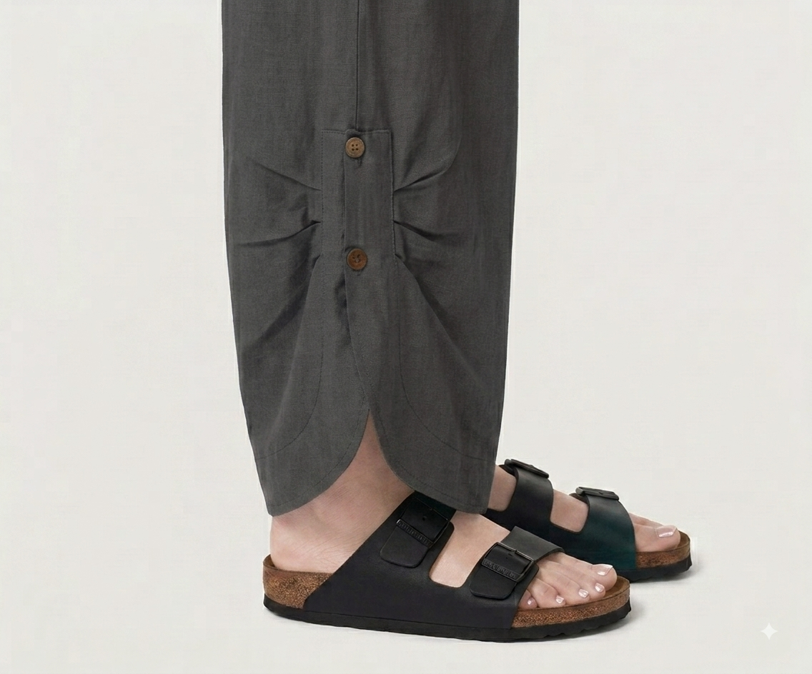 Dark Grey Overalls with Gathered Back