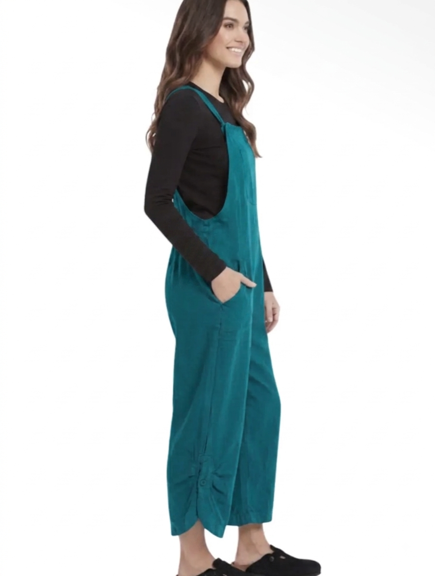 Teal Overalls with Gathered Back