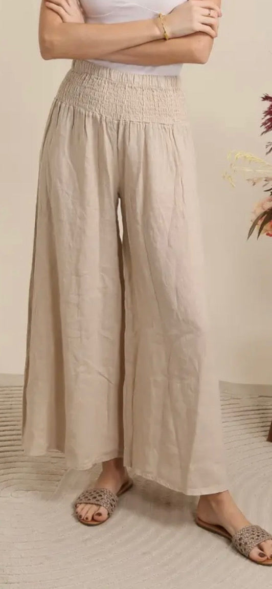 100% Linen Wide Leg Trousers