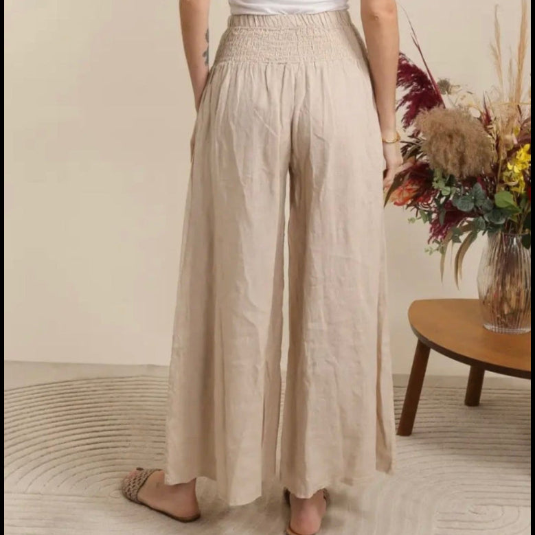 100% Linen Wide Leg Trousers